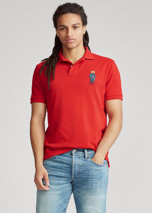 Polos Polo Ralph Lauren Hombre Rojos - Custom Slim Fit Bear - HOFRI9632